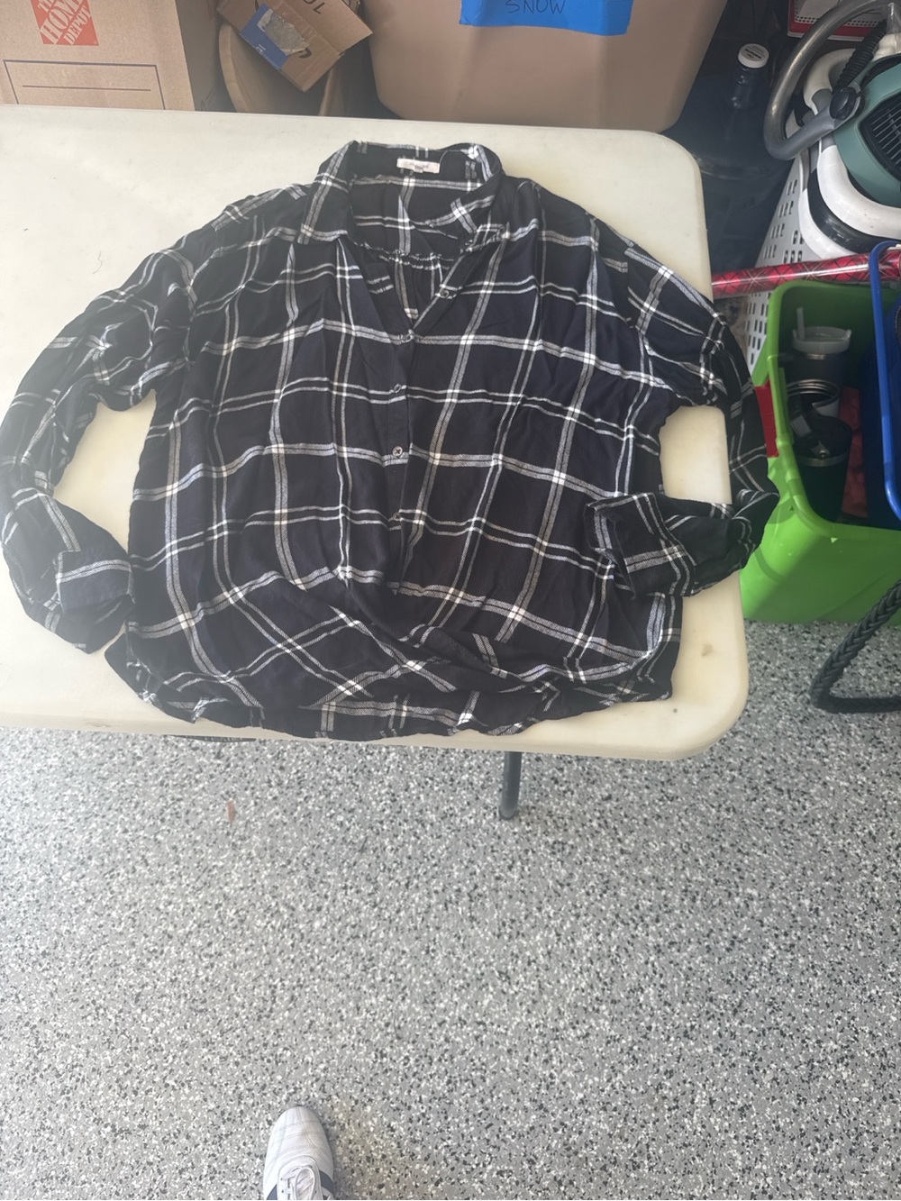 Women's Black Plaid Button-Up Shirt